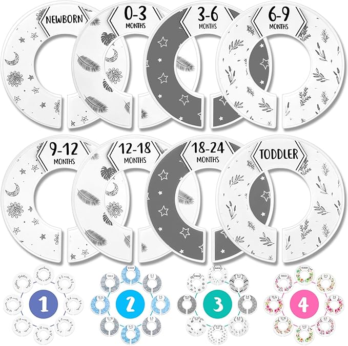 Eli with Love Baby Closet Dividers (Boho) – Fits 1.5" Rod - Set of 8 Closet Size Dividers – Baby Clothes Dividers for Closet – Organize Nursery Hangers Size/Age