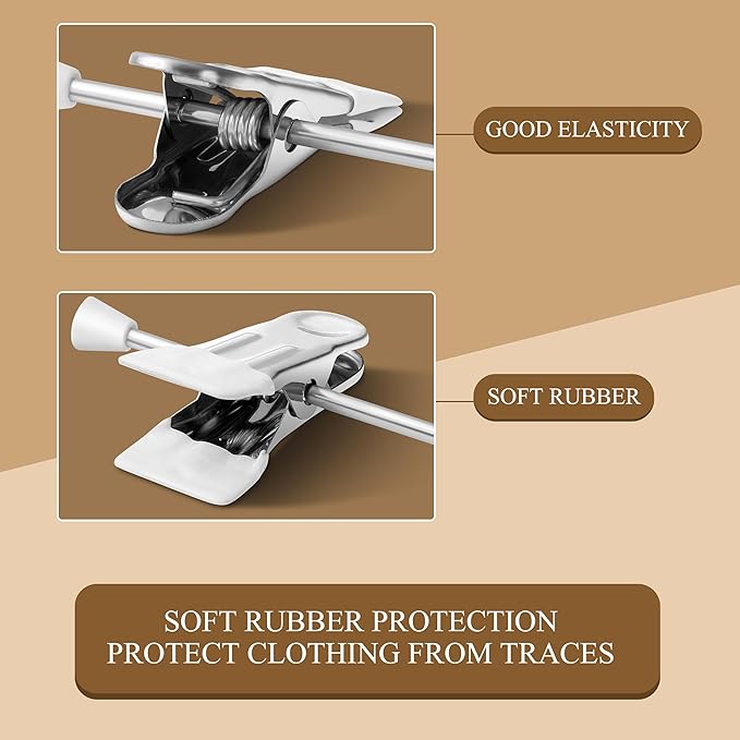 Pants Hangers with Clips 10 Pack 16Inch Adjustable Skirt Hanger for Women Non-Slip Trousers Hanger for Jeans Clothes Hangers for Pants Heavy Duty Space Saving Shorts Hangers,White