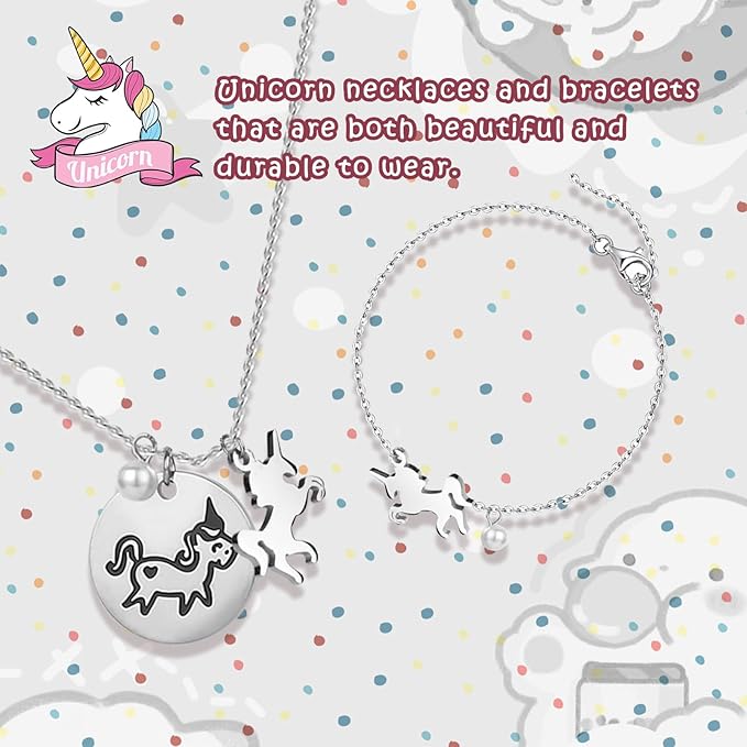 Large Jewelry Box for Girls 5-Layer Music Box with Swing Door Spinning Ballerina Unicorn Necklace & Bracelet Set Children Jewelry Organizer for Girls Kids Birthday Christmas Gift White