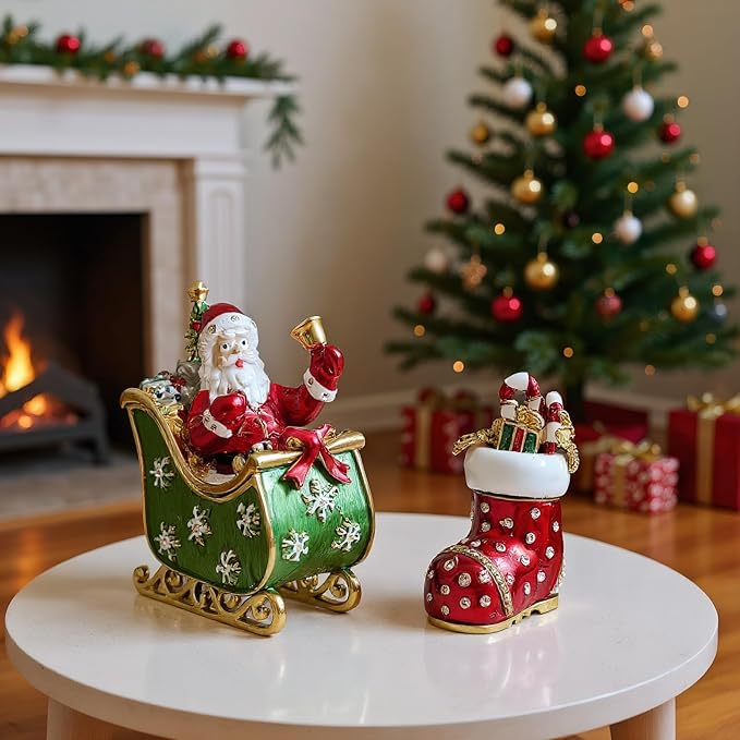 Christmas Jewelry Box with Rhinestone Decoration(Boot)
