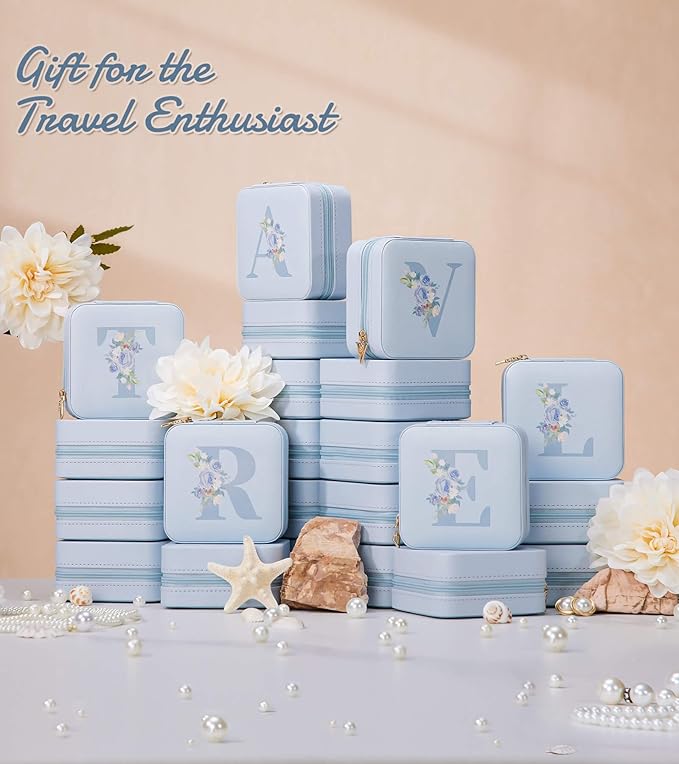 Enthralite Travel Jewelry Box for Gift: Traveling Jewelry Case for Girls Women - Mini Organizer for Necklaces Earrings Blue C