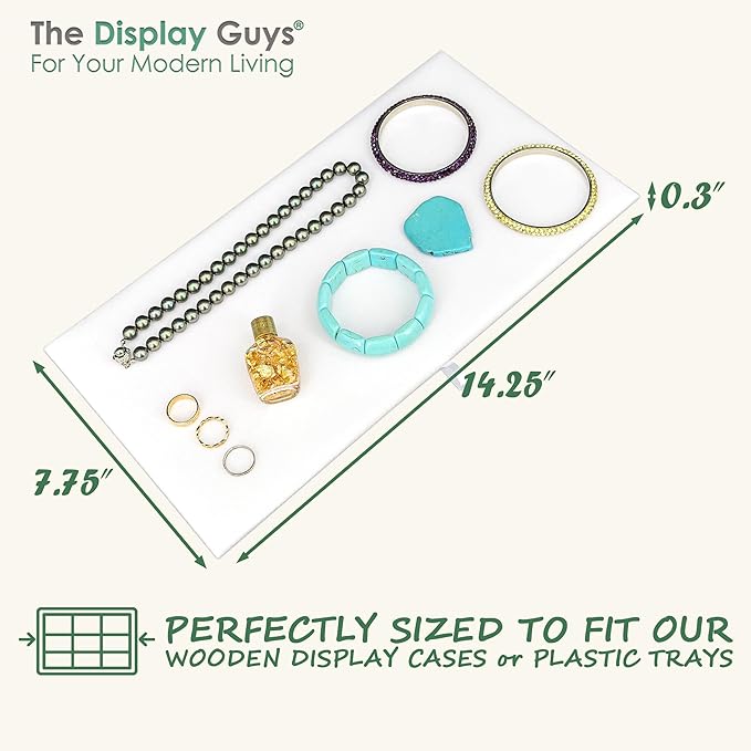 TheDisplayGuys For Your Modern Living 2-Pack Flat Foam Cushion Jewelry Display Pad Inserts - Hook & Loop - Tray/Case Liners - Necklaces, Bracelets, Watches (White) by The Display Guys