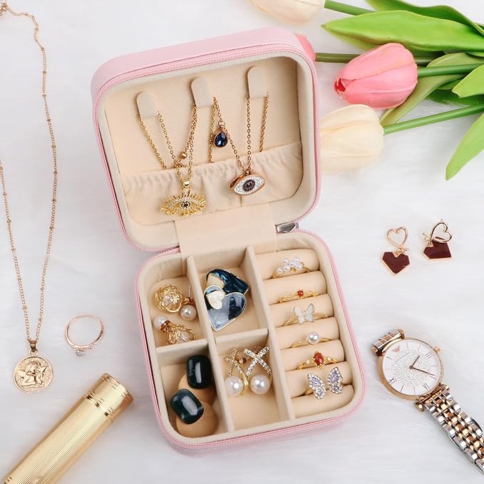 17Dec 6-Pack Small Travel Jewelry Case Organizer,Mini Travel Essentials for Women,Bridesmaid Gifts Birthday Gifts for Women,Small Jewelry Box for Girls 8-12