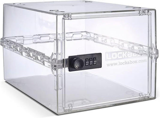 Lockabox One™ | Premium Lock Box | Medium Combination Lock Box For Food, Medicine & Home Safety | External Size 12 x 8 x 6.6 inches (Crystal)
