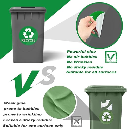 Sukh 3 pcs Recycle Stickers and 3 pcs Trash Stickers for Trash Can Sign Garbage Recycling Sticker Vinyl Perfect for Kitchen Necessity Home Essentials,Home, Work,Commercial Event,Apartment,Hotel