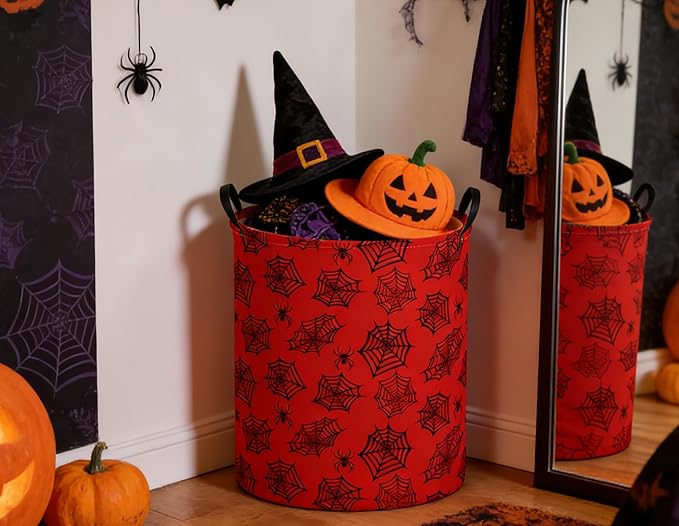 Kids Laundry Basket Spider Hamper for Nursery Boys Hamper Cute Kids Storage Bin Organizer Room Decor for Home(Red spider)