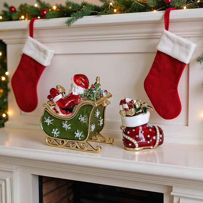 Christmas Jewelry Box with Rhinestone Decoration(Boot)