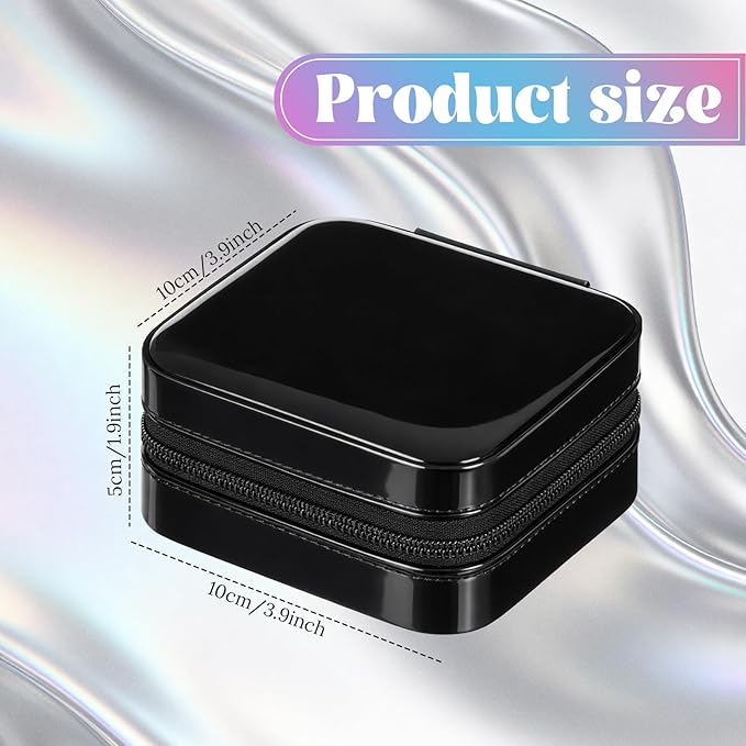 Nosiny 2 Pack Travel Jewelry Case with Mirror Small Laser Jewelry Box Organizer Gifts for Mother's Day Women Rings Earrings(White and Black)