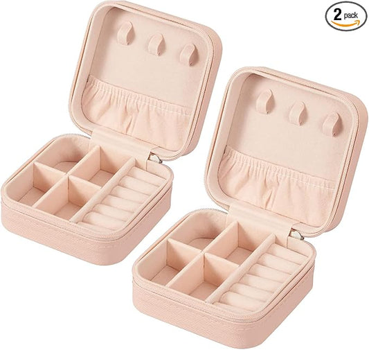 Travel Jewelry Case 2 Pack Mini Travel jewelry Box Portable Organizer Women Girls Gift Box for Rings Earrings Necklaces Bracelets