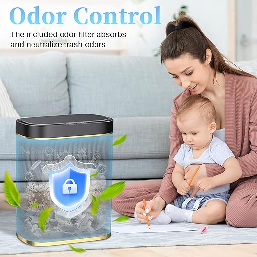 Ogikey Bathroom Small Trash Can with Automatic Touchless Lid, 2.6 Gallon Smart Garbage Can Narrow Waterproof Trash Bin for Bedroom, Office, Living Room