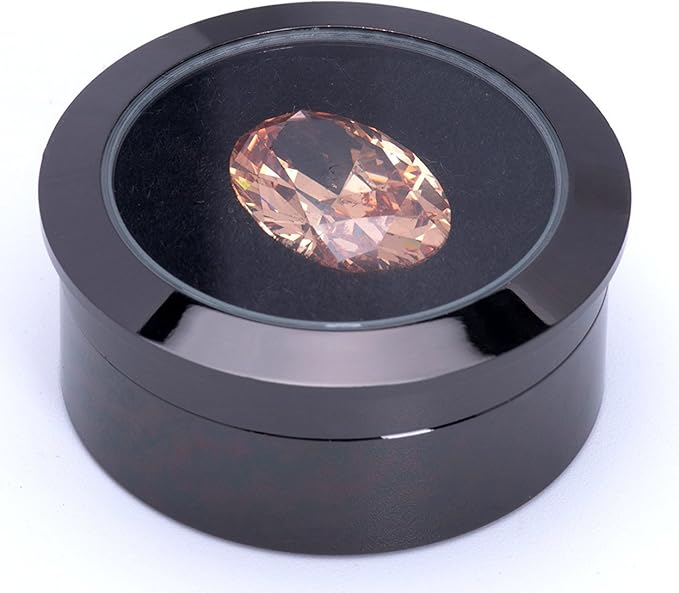 Small Loose Diamond or Gemstone Display Box Case Holder Show Container Metal (Black- 1.3x0.5)