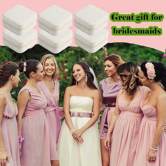 Travel Jewelry Case Bridesmaid Gifts Box,12 Pack Small Jewelry Box Mini Jewelry Organizer,PU Leather Portable Earring Storage Box for Women Girls Bridesmaid Proposal Gifts