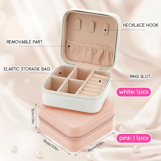 Taiyin Travel Jewelry Case, Bridesmaid Gifts Mini Jewelry Organizer, PU Leather Portable Earring Box for Women Girls