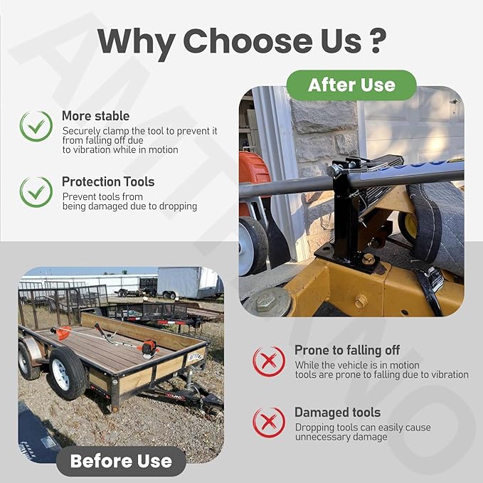 AMTHKNO Heavy Duty W/Hardware Racks Holder Carrier for Weeder/Extended Trimmer or Straight Shaft Weed-Eater, Lockable Racks, Trailer Trimmer Rack, W-eed Eater R ack - Securely/Transport Trimm-ers