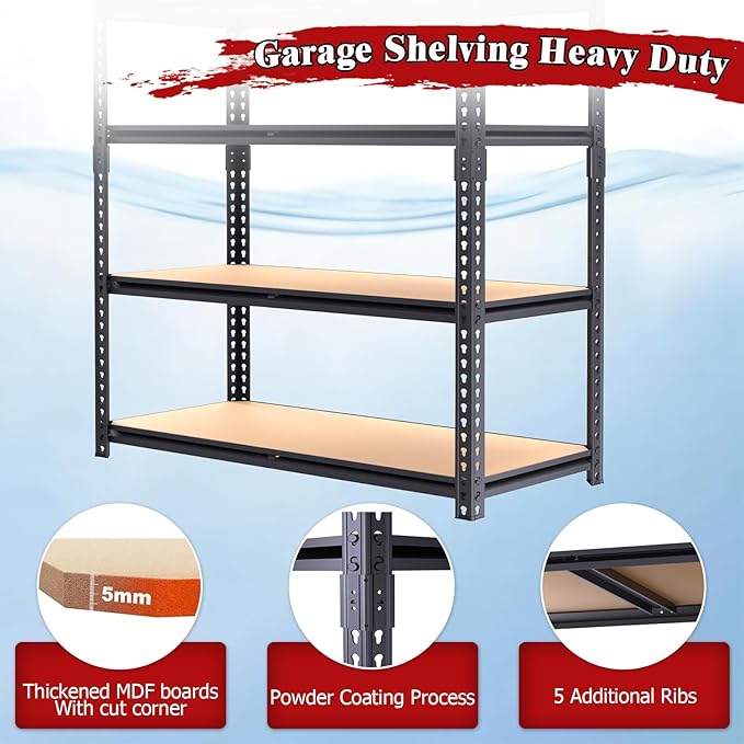 72" H Garage Storage Shelves,Storage Shelves Heavy Duty,2400LBS Metal Shelving Units,Adjustable Garage Shelving Heavy Duty for Garage Storage,Warehouse,16"x35.5"x72