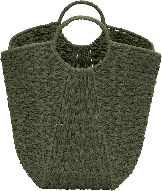 Household Essentials Natural Woven Wicker Storage Basket with Handles