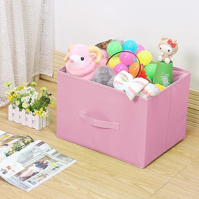 EBIGIC Storage bins collapsible storage bins,cube storage organizer （Pack of 3） 10.5 * 10.5 * 11 inch,For home and office Collapsible Closet Shelf Organizers, Drawer Organizers(Pink)