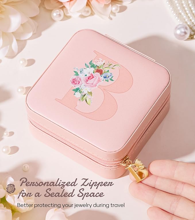 Enthralite Travel Jewelry Box for Girls: Traveling Jewelry Case Gift for Women - Mini Organizer for Necklaces Earrings Pink B