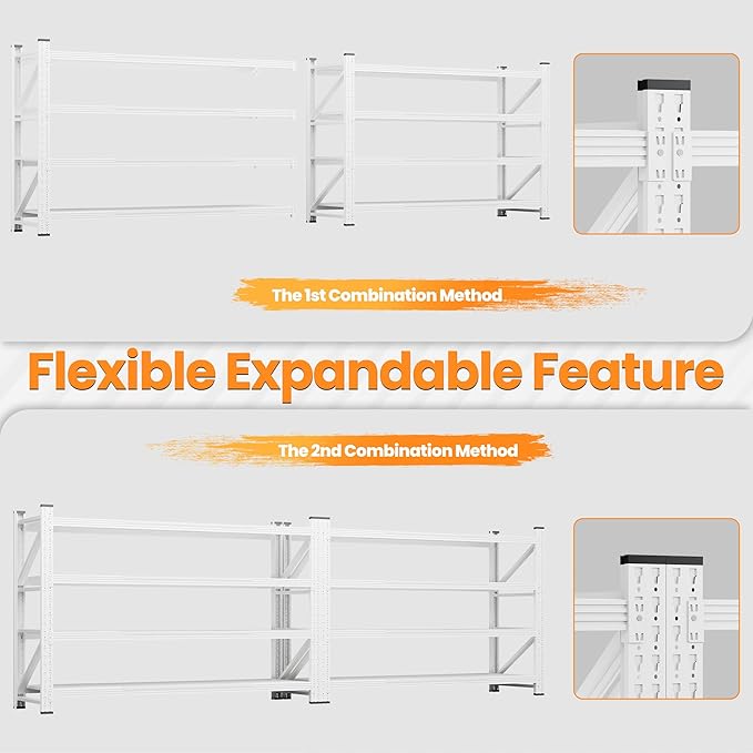48" W Metal Storage Shelves Heavy Duty, 3000LBS Garage Shelving Units, 4 Tier Tall Metal Shelving, 24" Deep Steel Shelf Rack , Adjustable Utility Standing Shelf for Warehouse/Shop 48"W x 24"D x 70"H