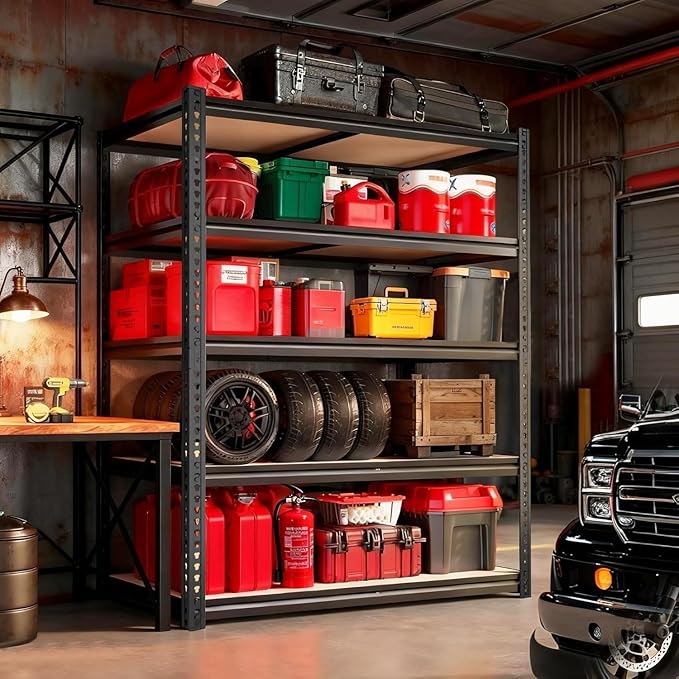 40W Garage Storage Shelves,Garage Shelves Heavy Duty,5 Tier Shelving Unit,2400LBS Capacity Heavy Duty Shelving for Garage Storage,Warehouse,72" H x40 W x20 D