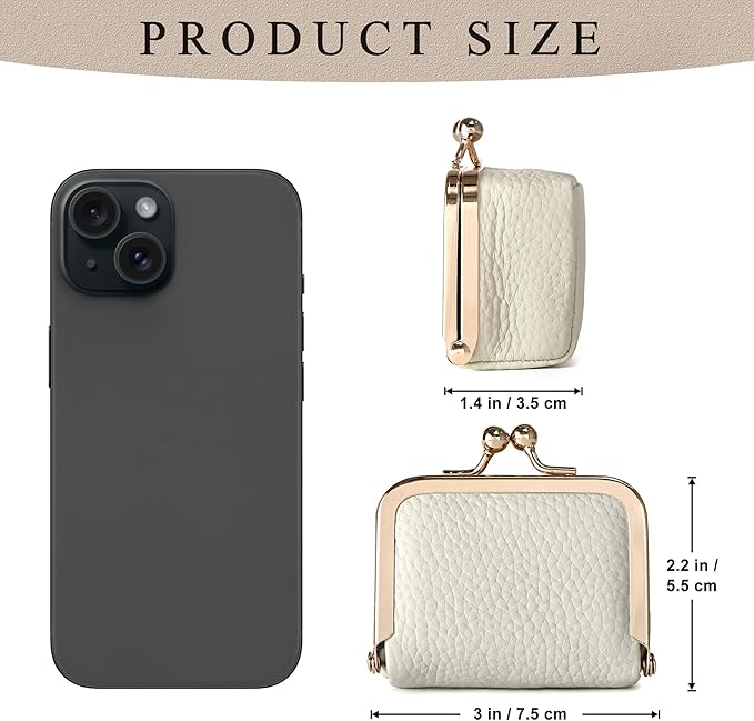 Zivyes Mini Jewelry Box Travel Small Coin Purse Organizer Case Genuine Leather Tiny Size (white 2.9 inches long)