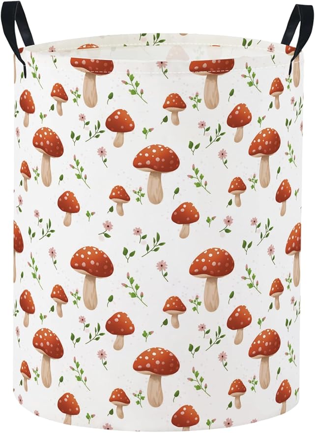 Baby Laundry Basket Baby Nursery Hamper Kids Laundry Basket Toy Storage Bin for Boys Room Decor Gift Baskets for Bedroom Bathroom(Mushroom)