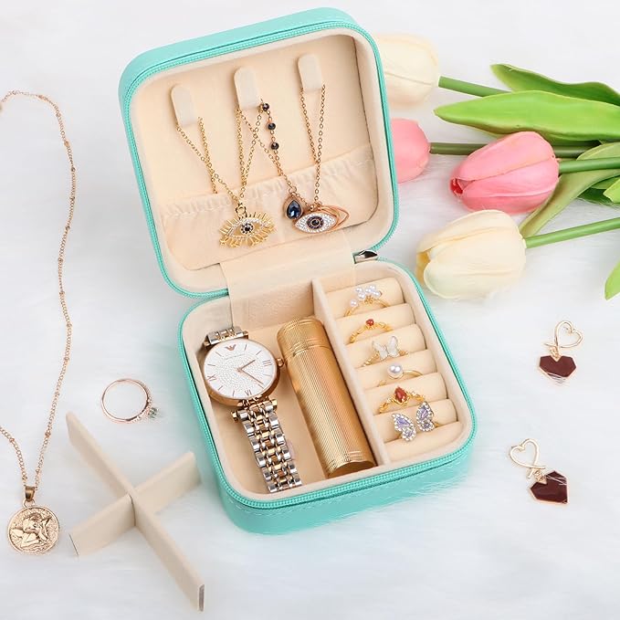 17Dec Small Travel Jewelry Case Organizer,Mini Travel Essentials for Women,Bridesmaid Gifts Birthday Gifts for Women,Small Jewelry Box for Girls 8-12