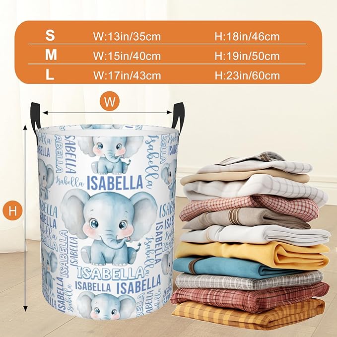 Custom Name Laundry Hamper, Personalized Laundry Basket with Name for Baby Boys Girls, Customized Collapsible Dirty Clothes Hamper Storage with Handles for Bedroom Bathroom Dorm Room Decor