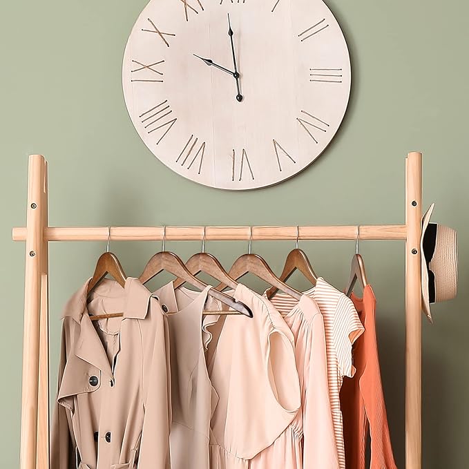 HOUSE DAY Wooden Hangers 10 Pack, Heavy Duty Wood Coat Hangers for Closet, Smooth Finish Wooden Suit Hanger with Non Slip Pants Bar, Sturdy Wood Clothes Hanger, Walnut