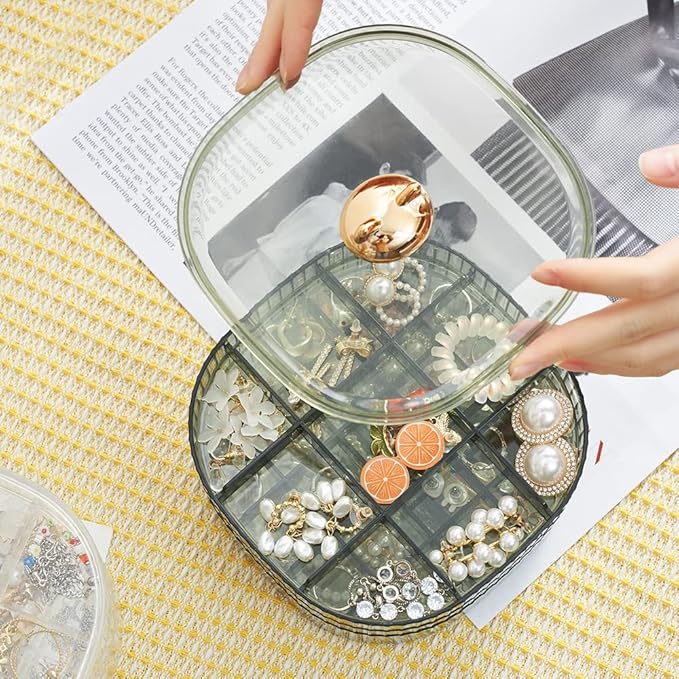 Sunkaioo Earring Organizer,Stackable 3-Layers Clear Jewelry Box with Lid,Stud Earring Organizer for Women Girls,Earring Box Display Holder for Earrings Ring Studs Bracelet Necklace Crafts(Green)