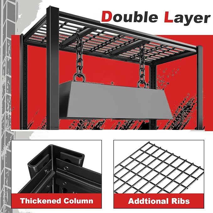 40W Garage Storage Shelves,2200LBS Metal Storage Shelves,Adjustable Heavy Duty Metal Garage Shelving Units Industrial Shelving for Garage,Basement,Warehouse,19.6" D x 39.37" W x 59.84" H