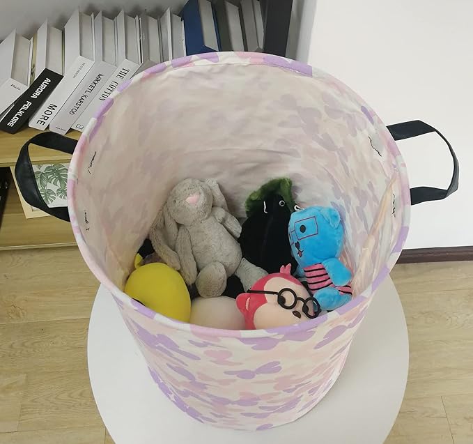 Collapsible Kids Laundry Basket Clothes Hamper, Foldable Storage Organizer Bin, Toy Clothes Storage with Handles for Boys Girls Bedroom, Room Decor Butterfly