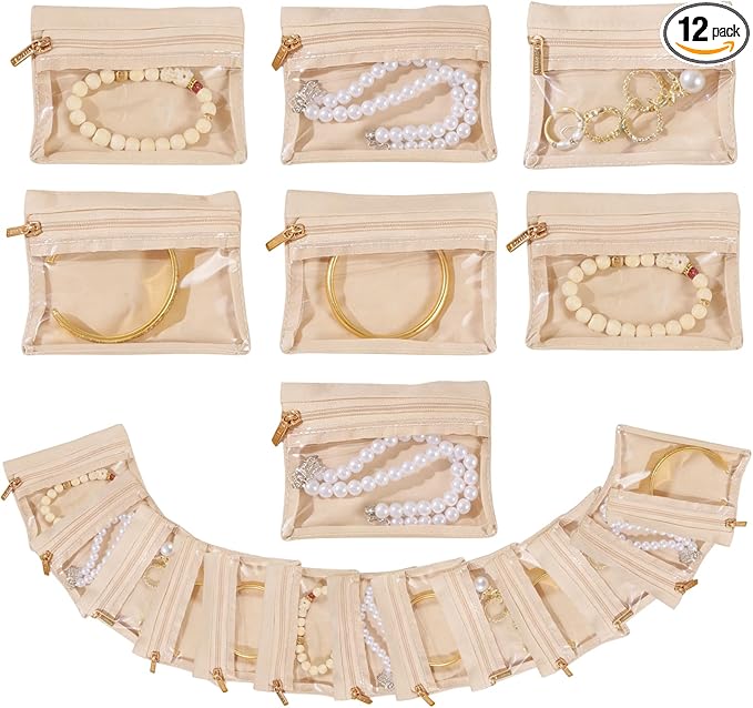 20 Pcs Portable Travel Jewelry Organizer Velvet Jewelry Pouch with Zipper Clear Travel Jewelry Bag for Travel Business Trip for Mom Wife Women Gift