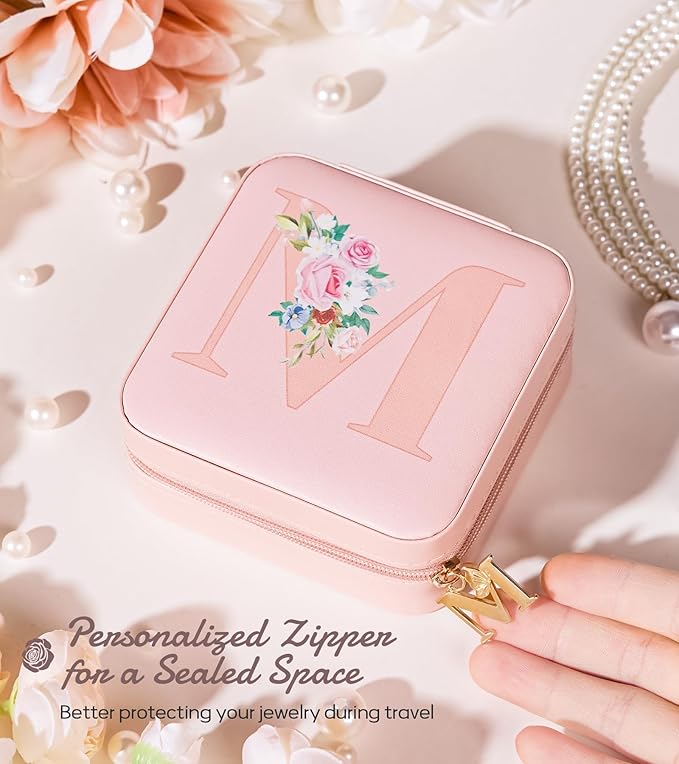 Enthralite Travel Jewelry Box for Girls: Traveling Jewelry Case Gift for Women - Mini Organizer for Necklaces Earrings Pink M