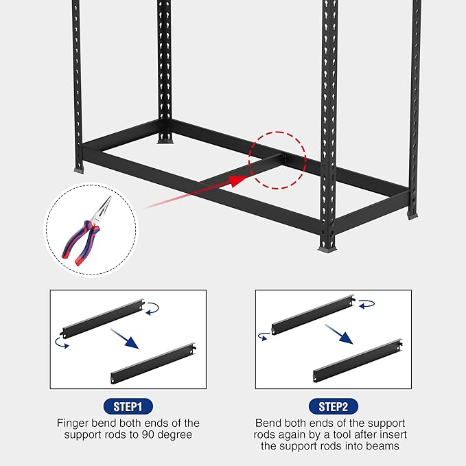 WORKPRO 5-Tier Steel Shelving Unit-Black, 27-2/5"W x 11-7/10"D x 60" H, Adjustable Storage Rack, Heavy Duty Shelf with MDF Board, 1650 lbs Load Capacity (Total) for Garage, Basement, Kitchen