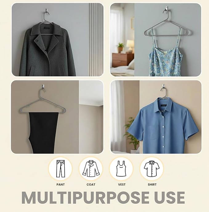 Utopia Home Plastic Hangers 30 Pack - Clothes Hanger with Hooks - Durable & Space Saving (Grey)