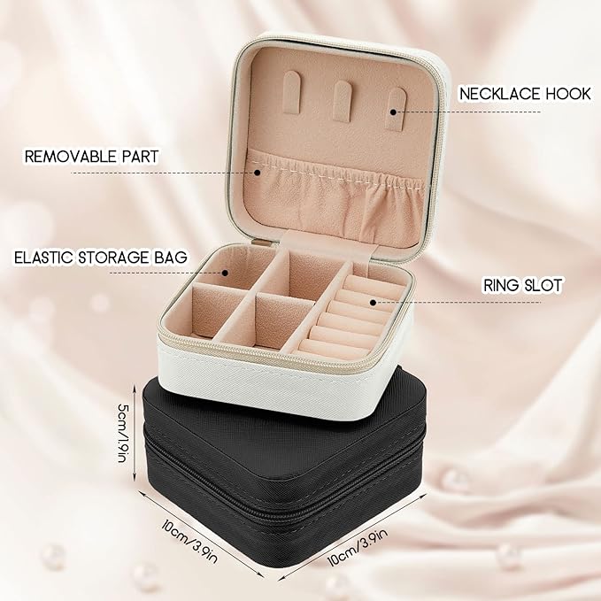 Taiyin Travel Jewelry Case, Bridesmaid Gifts Mini Jewelry Organizer, PU Leather Portable Earring Box for Women Girls