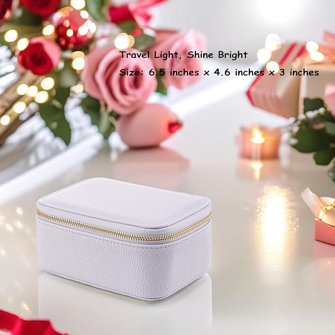 VLANDO Travel Jewelry Box Organizer – Portable PU Leather Jewelry Case with 6/8/12 Zippered Pouches, Compact Storage for Earrings Rings Necklaces Bracelets, Lilac Purple