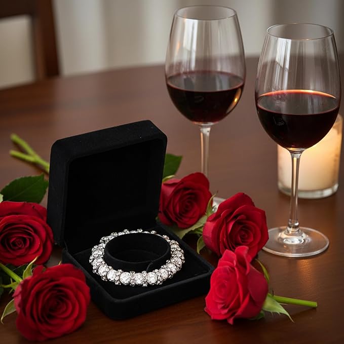 2 Pcs Velvet Bracelet Boxes for Jewelry Gift Black Bangle Boxes Classic Jewelry Box Storage Case 3.5 x 3.5 x 1.6 Inch Bangle Holder Display Case for Women Small Bracelet Necklace Storage Organizer Box