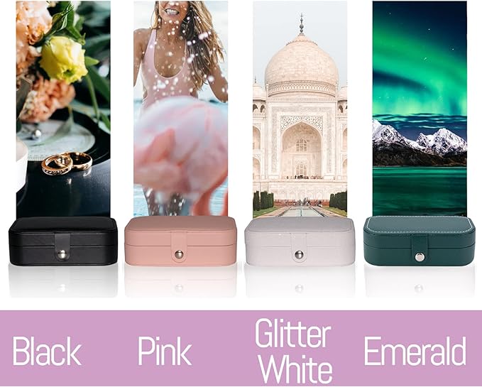 Smileshe Jewelry Box, PU Leather Small Portable Travel Case, 2 Layers Organizer Display Storage Holder Boxes for Rings, Earrings, Necklaces, Bracelets