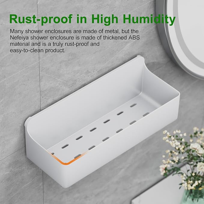 Adhesive Shower Caddy 6 Pack Rustproof Shower Shelves for Inside Shower No Drilling Bathroom Organizers and Storage with Soap Holder Large Rack (White)