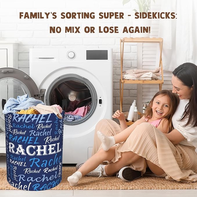Custom Name Laundry Hamper, Personalized Laundry Basket with Name for Baby Boys Girls, Customized Collapsible Dirty Clothes Hamper Storage with Handles for Bedroom Bathroom Dorm Room Decor