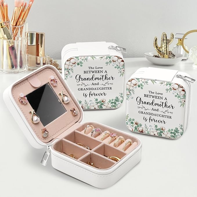 Grandma and Granddaughter Gift Jewelry Box, Grandma Gifts from Granddaughter, Granddaughters Gifts from Grandmother, Best Unique Birthday Christmas Gift for Grandmother Granddaughters Jewelry Case