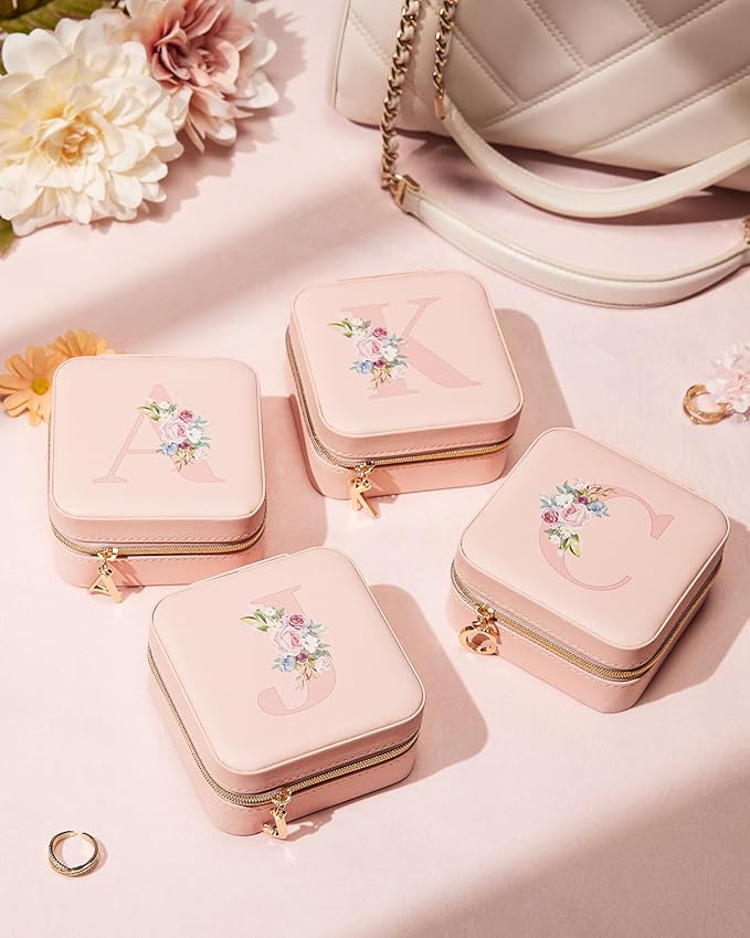 Enthralite Travel Jewelry Box for Girls: Traveling Jewelry Case Gift for Women - Mini Organizer for Necklaces Earrings Pink K
