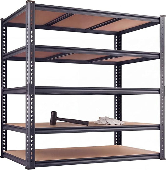 Garage Shelving Heavy Duty, 3000LBS Metal Storage Shelves 5 Tier, Adjustable Shelving Unit 46" W x 20" D x 72" H, Boltless Garage Storage Rack for Garage Basement, Pantry, Warehouse 1Pcs