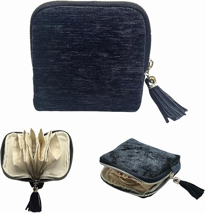 Small Travel Jewelry Case - Jewelry Travel Organizer Bag with Tassel Zipper for Bracelets, Necklaces, Bangles, Jewelry Organizer Storage Bag Gift for Women Girls - LJB001-Dark Blue