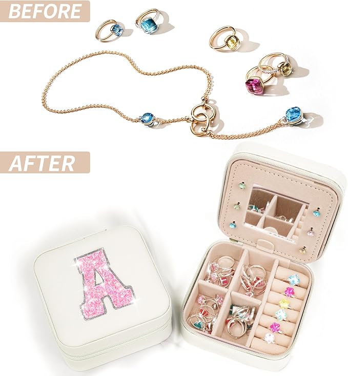 Uygafly Graduation Birthday Gifts for 4 5 6 7 8 9 10 11 12 13 Year Old Girls,Gifts for Teens Kids Daughter Sister Her,Travel Jewelry Case Small Box Organizer for Women Cute Stuff | Cream,A