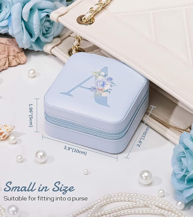 Enthralite Travel Jewelry Box for Gift: Traveling Jewelry Case for Girls Women - Mini Organizer for Necklaces Earrings Blue G