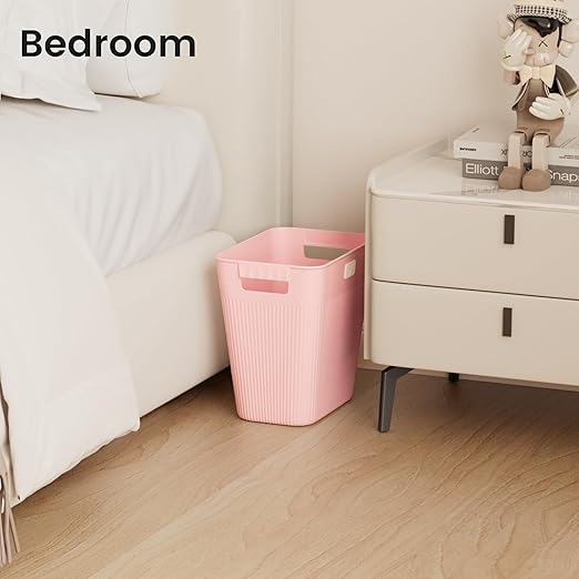 JOYMOOP Slim Trash Can 8-Pack, 2.9 Gallon Plastic Wastebasket for Bathroom, Bedroom, Office, Kitchen with 4 Rolls Bags, White