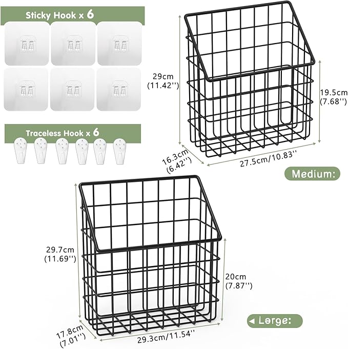 Greentainer 2 Pack Bath Toy Storage Organizer, Large Rustproof Metal Wire Basket, Wall Mounted Hanging Bathtub Holder, Bathroom Shower Caddy for Tub Toys & Toiletries